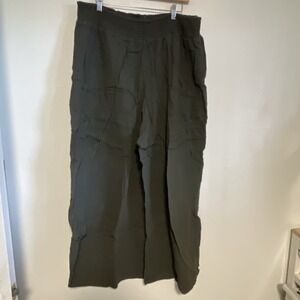 Indigo Thread Co Gauze Wrap Pants Stretch Extra Wide Olive Green Size 2X NEW